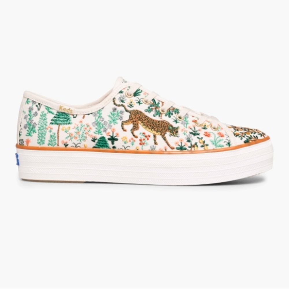 KEDS Menagerie Embroidered Triple Kick Sneaker Rifle Paper Co Women’s Size 8 1/2